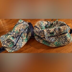 Vera Bradley Large Cotton Duffel Bag & Overnight Duffel Bag, Santiago Blue